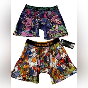 Two Pair SWAG Scooby Doo Shaggy Ghosts Graphic Men’s Large 36-38 Boxer Brief NWT